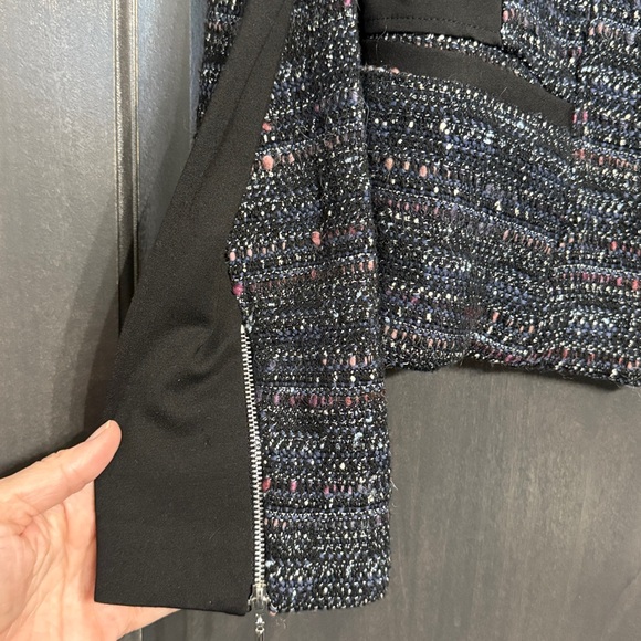 White House Black Market (WHBM) women’s blazer crop tweed black multicolor 10‎ - Picture 2 of 12